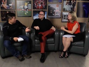 From left: Star staff Dalson Chen, WIFF executive director Vincent Georgie, and Star staffer Julian Revin discuss the screenings of Windsor International Film Festival 2016 in the Star's News Cafe on Oct. 18, 2016.