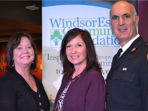 Director of Education for the Greater Essex County District School Board Erin Kelly, left, WindsorEssex Community Foundation executive director Lisa Kolody and Windsor Police Chief Al Frederick addressed the fourth annual Vital Signs report released Thursday, Oct. 6, 2016, by the WindsorEssex Community Foundation during a news conference at the Windsor Star News Cafe.