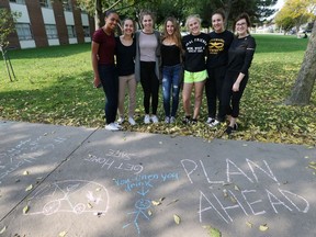 Windsor police, Parachute Canada and the Safety Village kicked off National Teen Driver Safety Week on Oct. 18, 2016 at Riverside secondary school. Students wrote messages on the sidewalk to remind their peers of the dangers of distracted driving.