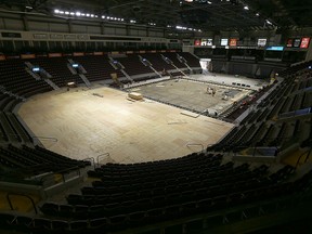 Construction crews continue the work of converting the arena to a pool at the WFCU Centre in Windsor on Monday, November 21, 2016. Work has begun for the upcoming FINA competition being held in December.