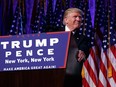 President-elect Donald Trump speaks during an election rally, Wednesday, Nov. 9, 2016, in New York.