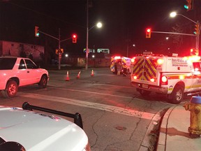 Essex-Windsor EMS and Windsor police at the scene of an accident at Wyandotte Street West and Wellington Avenue on Nov. 27, 2016.
