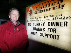 Rosemary Roadhouse, shown on Nov, 24, 2016, had to cancel her traditional turkey dinner on U.S. Thanksgiving this year at Cottam United Church.