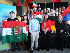 The FINA World Swimming Championships committee announced plans for the opening ceremony during a media conference on Thursday, November 10, 2016, at Caesars Windsor. Local individuals representing ten different participating countries are shown during the event.