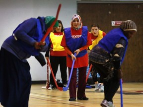 The YMCA of Windsor and Essex County hosts a weekly Newcomer Women's Hockey League at its downtown Windsor location to provide newly arrived refugees an opportunity to get out, have fun and interact with other women. Some of the participants are shown on Nov. 23, 2016.