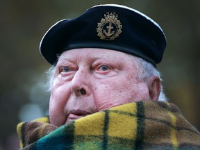 Veteran Robert Elford, 91, is shown during a Remembrance Day ceremony at the downtown Cenotaph on Nov. 11, 2016. Elford died on Christmas Day.