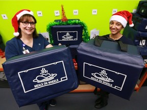 The VON Windsor-Essex is seeking donations for its annual Secret Santa Meals on Wheels program. The goal of the project is to provide a Christmas dinner to clients during the holiday season. Debbie Jacques, left, and Gagan Bisla, from Meals on Wheels are shown at the Unemployed Help Centre in Windsor on Nov. 14, 2016, where the project was kicked off.