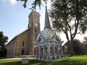 143-year-old St. Anne's Church in Tecumseh with its removed steeple are shown in this 2009 file photo.