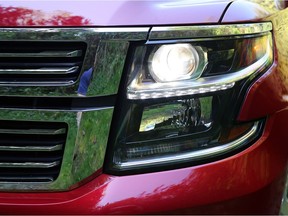 TAHOE_HeadlightThe 2015 Chevrolet Tahoe HID headlamps and LED daytime running lights.  [PNG Merlin Archive] ORG XMIT: POS2015051212443692