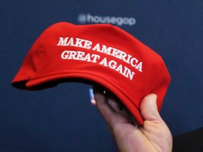 A pro-Donald Trump "Make America Great Again" hat, as held by Republican Steve Scalise on Capitol Hill in Washington D.C. on Nov. 15, 2016.