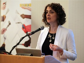 Sarah Neville delivers the keynote speech at lunch during the Build a Dream event at St. Clair College in Windsor on Thursday, November 10, 2016.