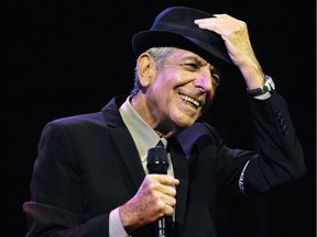 In this April 17, 2009, photo, Leonard Cohen performs during the first day of the Coachella Valley Music & Arts Festival in Indio, Calif.