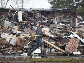 A demolished one-storey apartment building on Main St. in Comber is pictured Friday, Dec. 23, 2016 after an early morning fire.