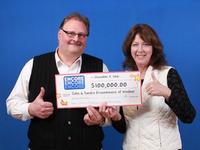 John and Sandra Krasinkiewicz won $100,000 playing Encore.