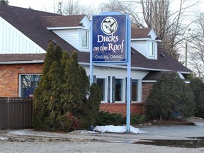 The front of Ducks on the Roof restaurant in Amherstburg is shown on Dec. 29, 2016.