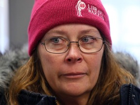 Unit chair Lori Wightman speaks with media after members of CUPE Local 2974 rejected the library board's "final offer" at Essex Centre Sports Complex on Dec. 13, 2016.