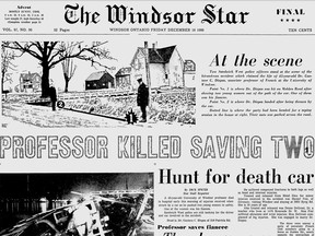 The front page from The Windsor Star on Friday, Dec. 16, 1966, showing the scene of the fatal accident.