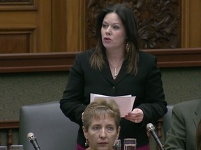 NDP MPP Lisa Gretzky speaks during the last question period of the fall sitting on Dec. 8, 2016.