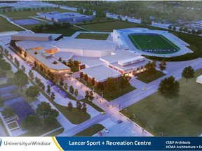 HANDOUT - UNIVERSITY OF WINDSOR - Drawings for a proposed Lancer Sport and Recreation Centre in Windsor, Ontario. (HANDOUT) - U of W - Athletics