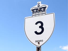 A sign for Highway 3 is seen in July 2015.