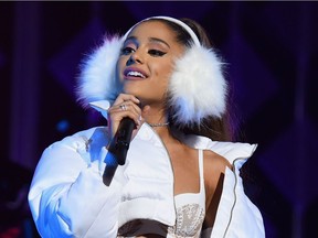 Singer Ariana Grande performs on stage during KISS 108's Jingle Ball 2016 at TD Garden on Dec.11, 2016 in Boston, Mass.
