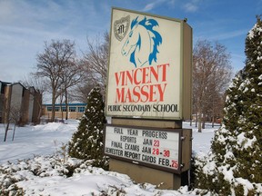 The exterior of Vincent Massey Secondary School is pictured in this 2014 file photo.