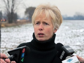 Philippa von Zeigenweidt from the Citizens for an Accountable Mega-Hospital Planning Process organization is shown on Nov. 24, 2015, at the proposed project site in Windsor. The group does not approve of the County Road 42 and Concession 9 site.