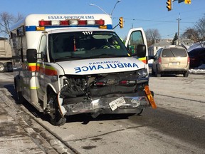 Emergency crews responded to Goyeau and Erie streets following a three-car crash involving an ambulance on Dec. 19, 2016.