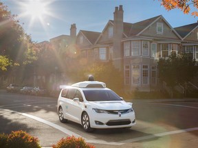 The Waymo/FCA full self-driving Chrysler Pacifica is pictured in this handout photo.