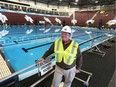 WINDSOR, ONTARIO- DECEMBER 1, 2016 - Don Sadler project manager of infrastructure for  2016 FINA World Swimming Championships stands next to the 25 metre swimming pool at the WFCU Centre in Windsor, Ontario on December 1, 2016.   The pool has been filled with 1,400,000 litres of water and will heated during the event.   (JASON KRYK/Windsor Star) (SEE STORY ON TRANSFORMATION OF THE WFCU Centre)