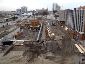 Construction crews work on Windsor's new city hall on Nov. 2, 2016.
