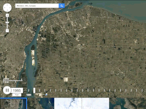A timelapse of Windsor over the last 32 years is pictured using Google Satellite Images.