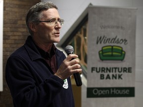 Dave Locke speaks during a press conference at the Furniture Bank in Windsor on Thursday, January 26, 2017. The Furniture Bank is reaching out to the public for donations and help finding a new minimum 5000 square foot building. Their current space, located in the former science centre, does not have heat.