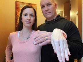Alison Quinlan and her husband Tony don't have matching bands anymore after Mappins Jewellers at the Devonshire Mall lost Alison's wedding and engagement rings. Photographed Jan. 17, 2017.