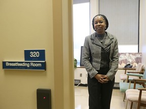 Kaye Johnson, Director of the Office of Human Rights, Equity & Accessibility (OHREA) at the University of Windsor stands in the new Breastfeeding room on the third floor of the Chrysler Tower.
