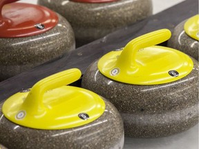 Curling stones are seen at the Vermilion Curling Rink on Jan. 12, 2017, in Vermilion, Alta.