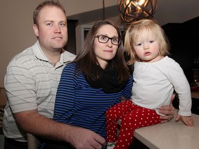 Craig and Carly Miller with their 19-month-old daughter Finley at home in Essex on Jan. 9, 2017.
