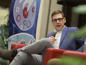 Local graphic novelist and best-selling author, Jeff Lemire, speaks at the launch of the Windsor Public Library's Canada 150 Speaker Series, Saturday, Jan. 28, 2017.