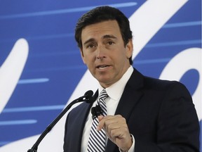Ford President and CEO Mark Fields addresses the Flat Rock Assembly Tuesday, Jan. 3, 2017, in Flat Rock, Mich. Ford is cancelling plans to build a new US$1.6-billion factory in Mexico and will invest $700 million in a Michigan plant to build new electric and autonomous vehicles. The factory will get 700 new jobs.