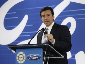 Ford president and CEO Mark Fields addresses the Flat Rock Assembly on Jan. 3, 2017, in Flat Rock, Mich. Ford is cancelling plans to build a new $1.6-billion factory in Mexico and will invest $700 million in a Michigan plant to build new electric and autonomous vehicles. The factory will get 700 new jobs.