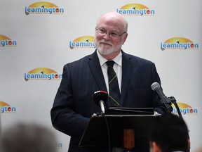 Leamington Mayor John Paterson speaks at the annual mayors breakfast event at Colasanti's on Wednesday, January 25, 2017 in Kingsville.