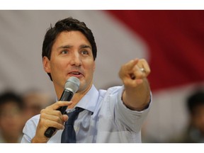 Prime Minister Justin Trudeau speaks during a town hall meeting at Alumni Hall, Western University on Friday, Jan. 13, 2017, in London, Ontario.