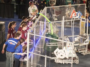 Teams compete at the FIRST Robotics 2015 Windsor-Essex Great Lakes Regional competition at the St. Denis Centre on April 3, 2015.