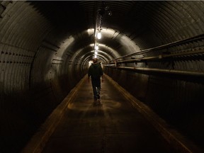 A man walks down the main tunnel to the Diefenbunker, Canada's Cold War Museum in Carp, near Ottawa, on July 8, 2015.