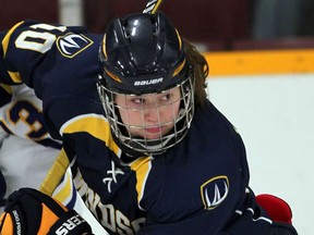 Windsor Lancers Krystin Lawrence, seen here at South Windsor Arena on Jan. 9, 2015, scored in each of her team's victories on Jan. 21 and Jan. 22, 2017.