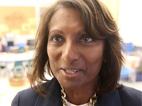 Indira Naidoo-Harris, MPP Halton, Minister of Women's Issues & Minister Responsible for Early Years and Child Care, meets children at the Sundowners Day Care at 4000 Ducharme St., in Windsor on Jan. 24, 2017.