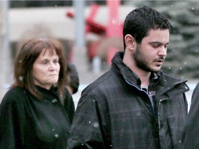 Andrew Williams, right, leaves Superior Court of Justice ahead of his mother, left, on Jan. 27, 2017.
