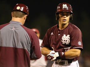 Mississippi State's Jacob Robson is shown in a game versus Arkansas on May 20, 2016.