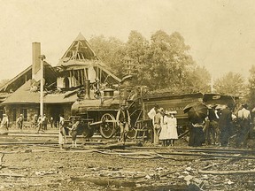 In this Aug. 10, 1907 file photo, damage from an explosion at the MC Railway at the Essex Railroad Station is shown.