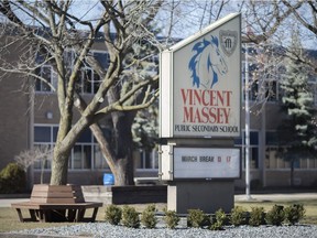 Massey Secondary School, shown here on Feb. 19, 2017, was again the top-listed area public high school in the Fraser Institute's annual rankings.